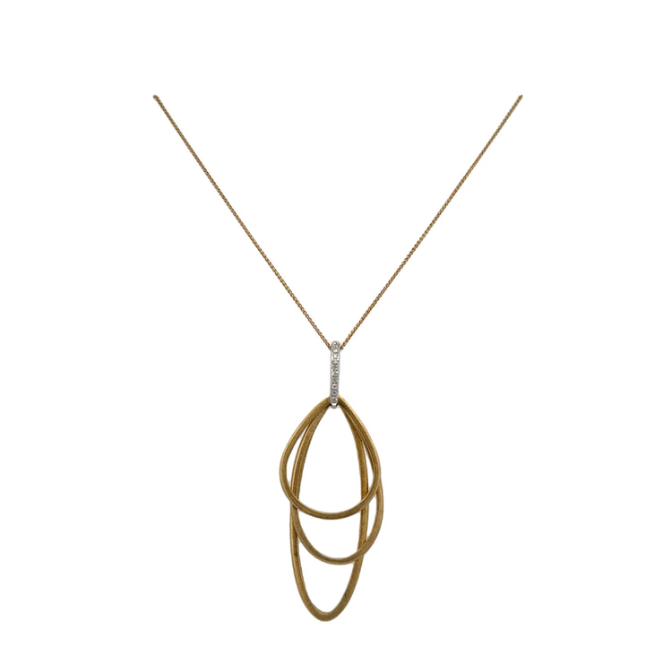 Interlocking Brushed Diamond Pendant in Two Tone Gold