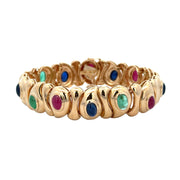 Vintage Ruby, Emerald, and Sapphire Bracelet in Yellow Gold