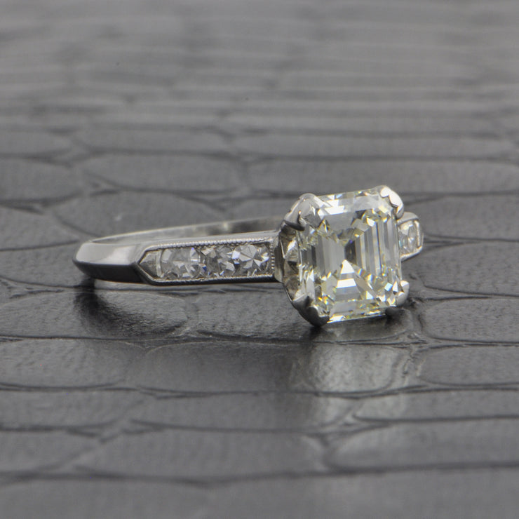 Vintage Art Deco 1.51 ct. Asscher Cut Diamond Engagement Ring and Wedding Band