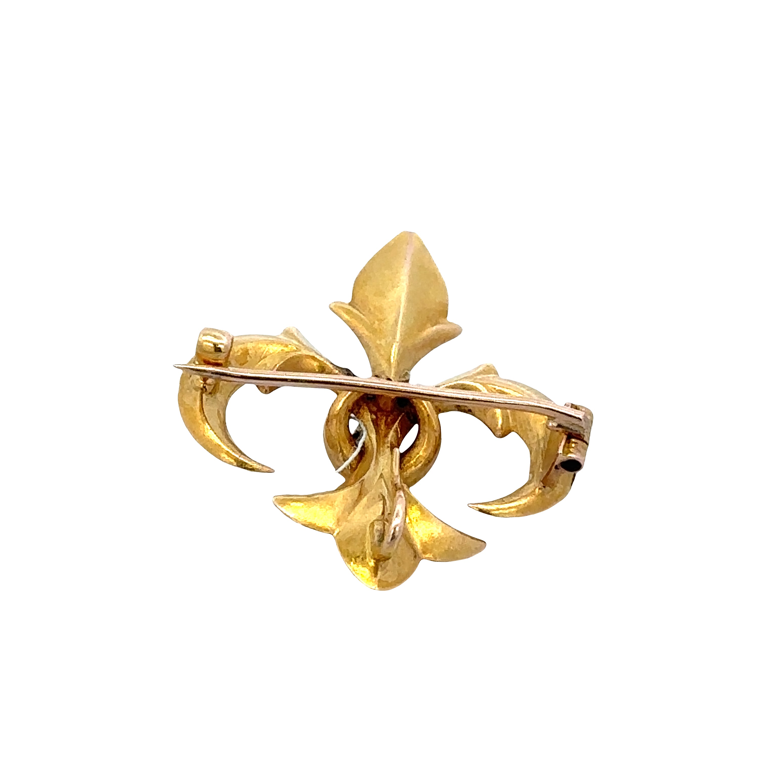 Antique Victorian 18k Yellow Gold Fleur-de-Lis Diamond Brooch