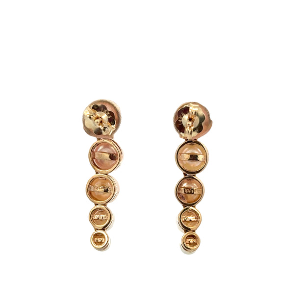 Graduated Akoya Cultured Pearl Drop Earrings in Yellow Gold