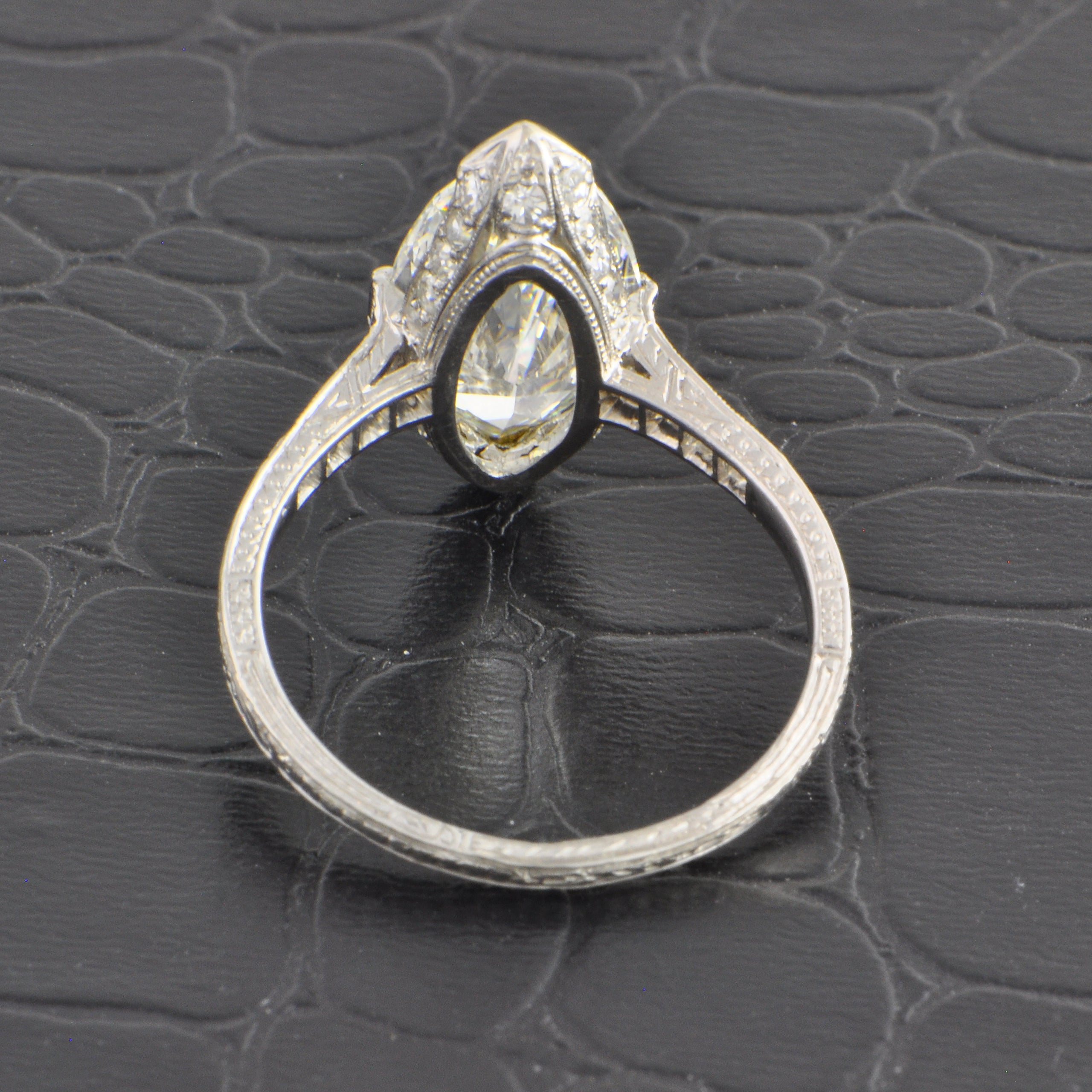 Antique Art Deco 4.09 ct. Marquise Cut Diamond Engagement Ring in Platinum