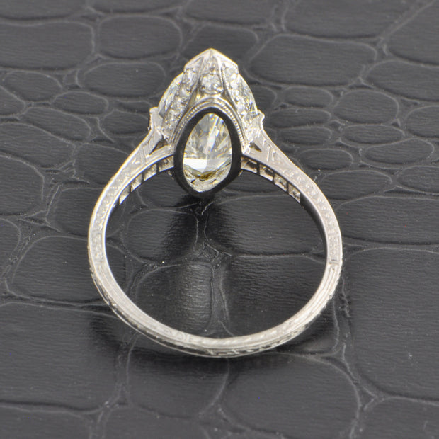 Antique Art Deco 4.09 ct. Marquise Cut Diamond Engagement Ring in Platinum