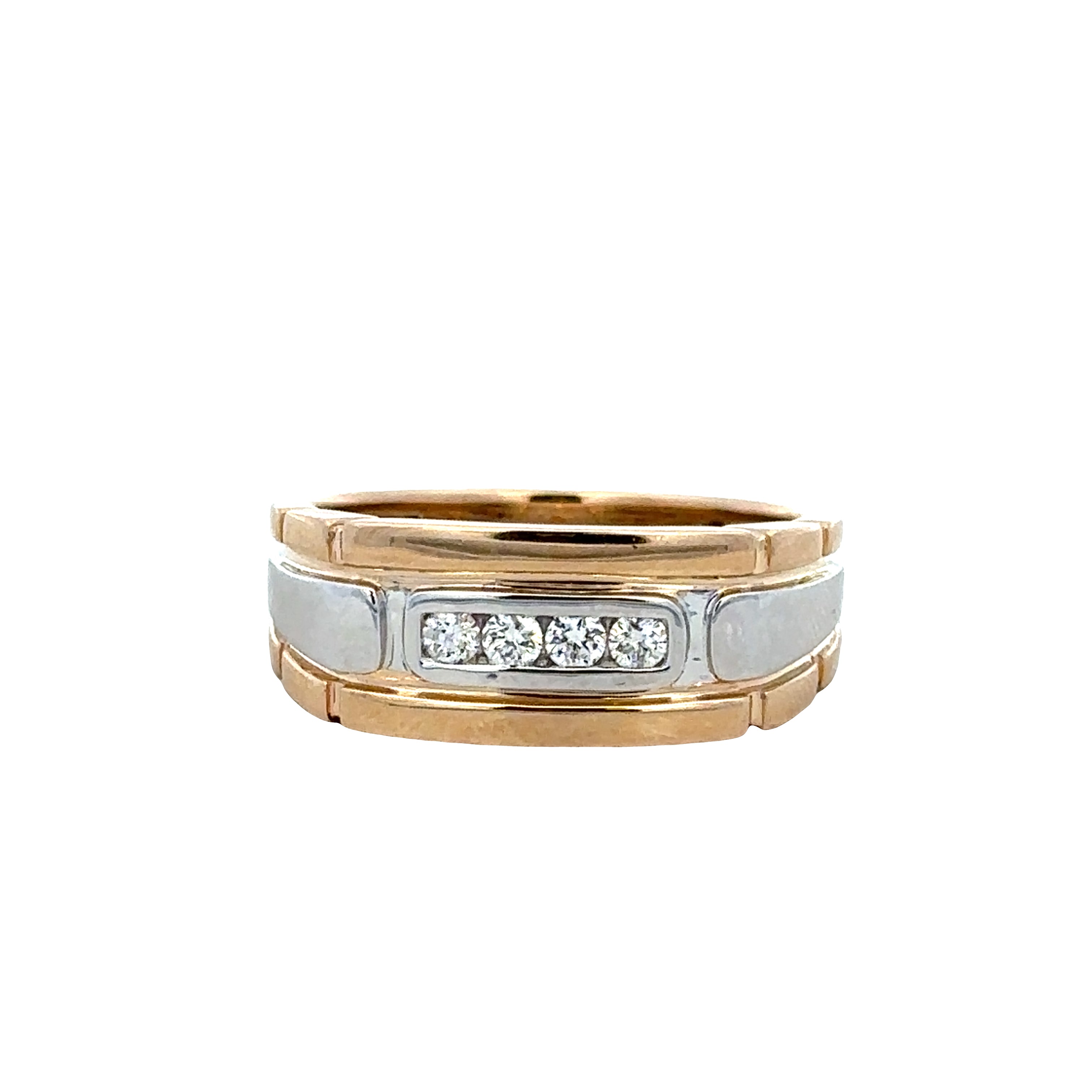 14k Two Tone Gold Diamond Band Ring – Size 10.25