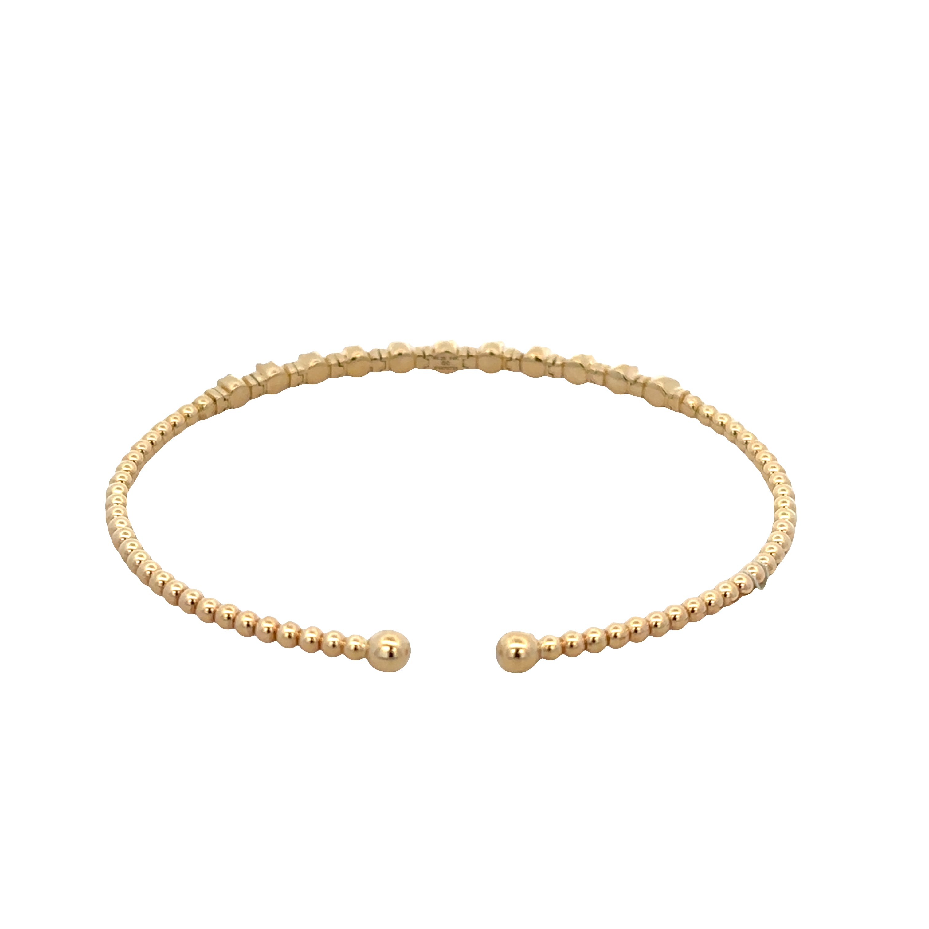 Flexible 14k Yellow Gold Beaded Diamond Bracelet – 3.1mm