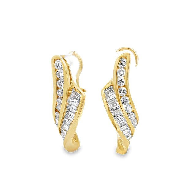Elongated Vintage Diamond Spray Earrings in Yellow Gold