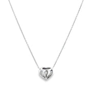 Diamond Heart and Sapphire Necklace in 18k White Gold