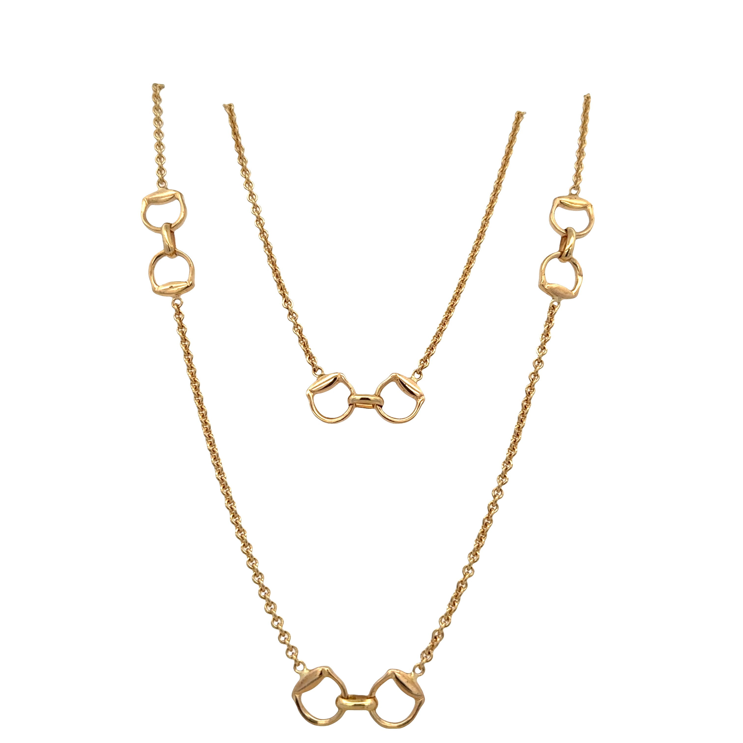 Vintage Roberto Coin 18k Yellow Gold Horsebit Necklace – 30" Long, Circa 1990–1995