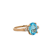 Blue Topaz and Diamond Ring in Yellow Gold