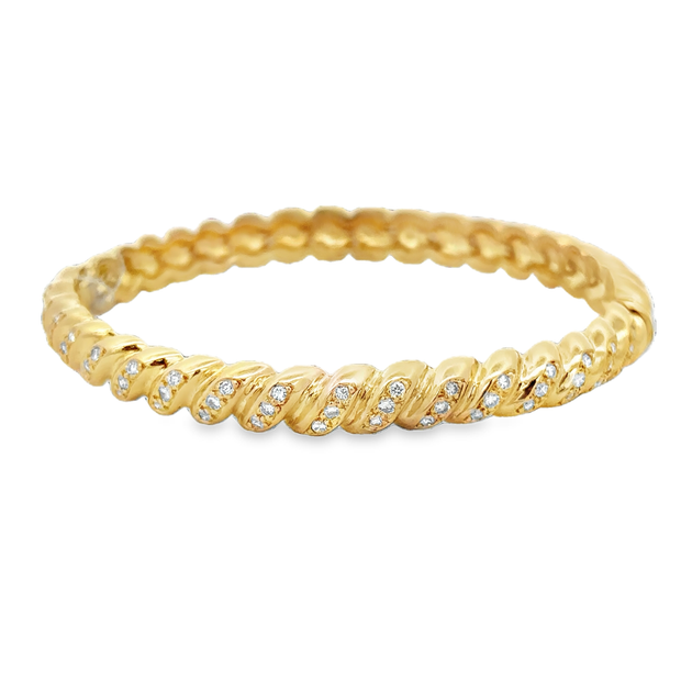 Hinged Diamond Bangle Bracelet in 18k Yellow Gold