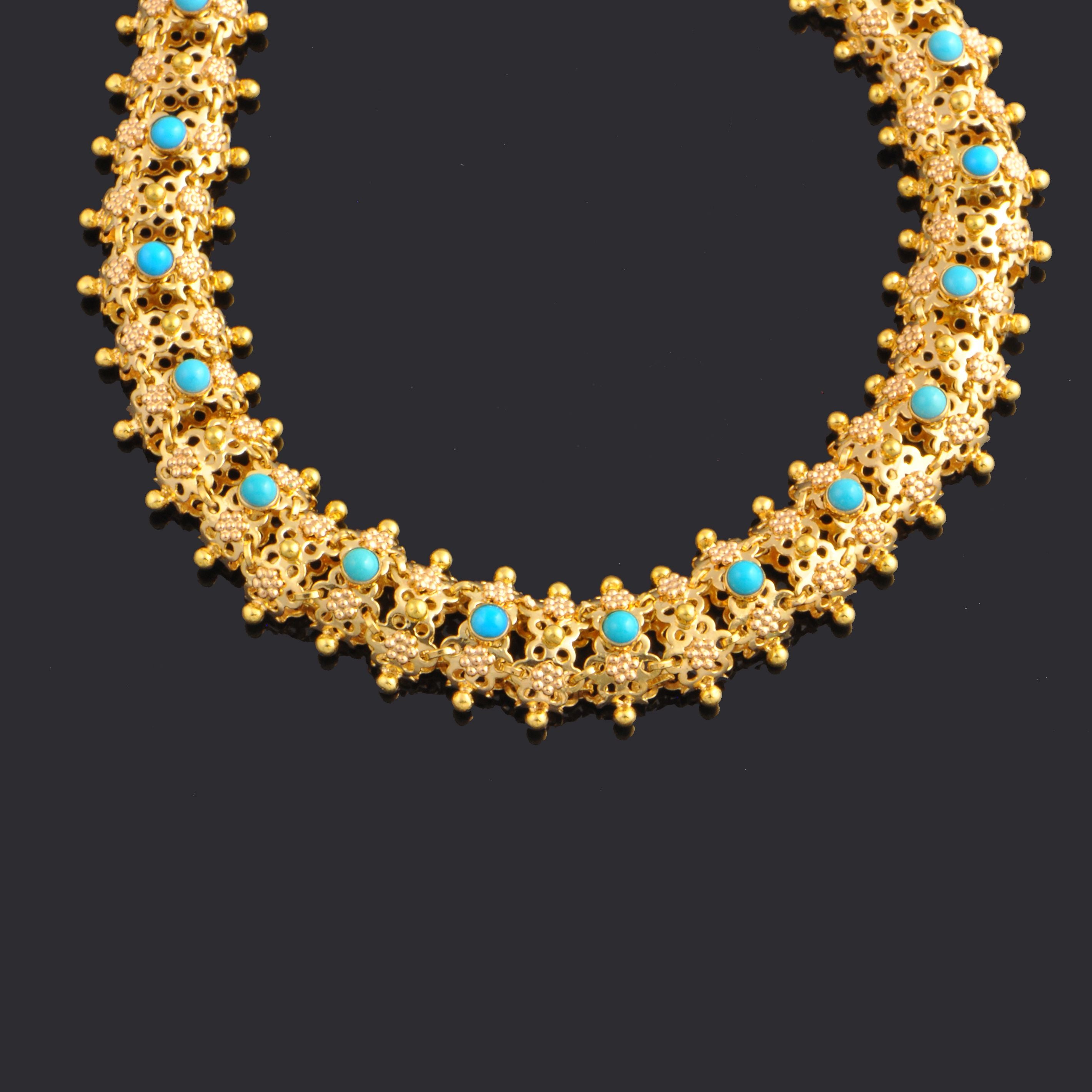 1950s Gold and Turqouise Necklace
