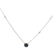 Sapphire and Diamond Necklace in White Gold