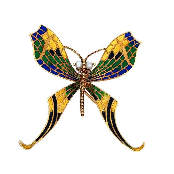 Vintage 1960s-70s Enameled Butterfly Brooch