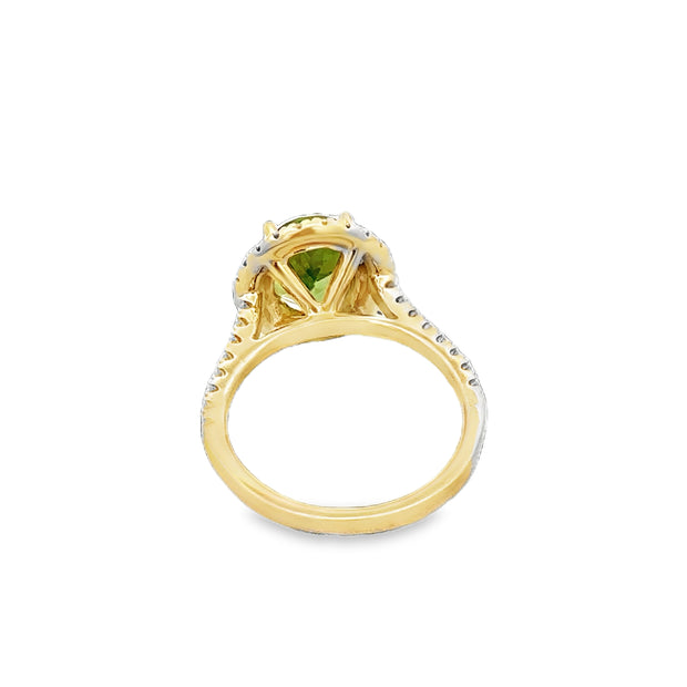 Peridot and Diamond Ring in Yellow Gold