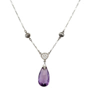 Amethyst Briolette Necklace in White Gold