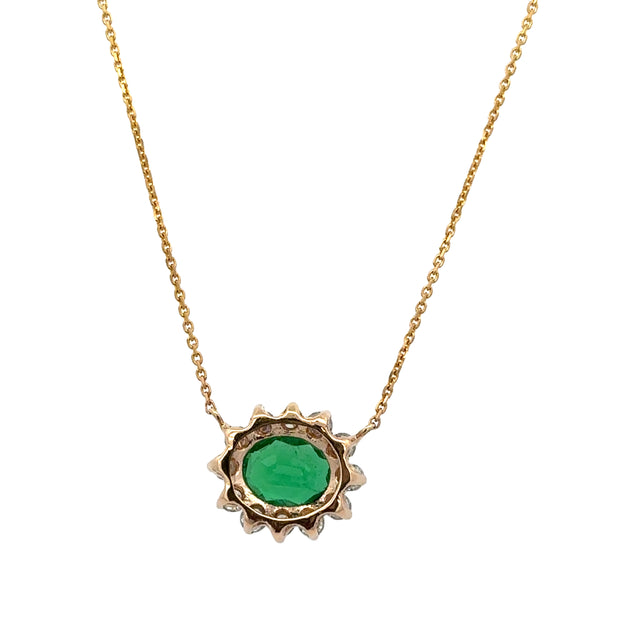 Emerald and Diamond Necklace in Yellow Gold