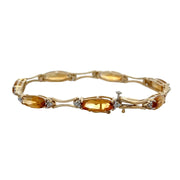 Yellow / Orange Topaz and Diamond Bracelet in Yellow Gold