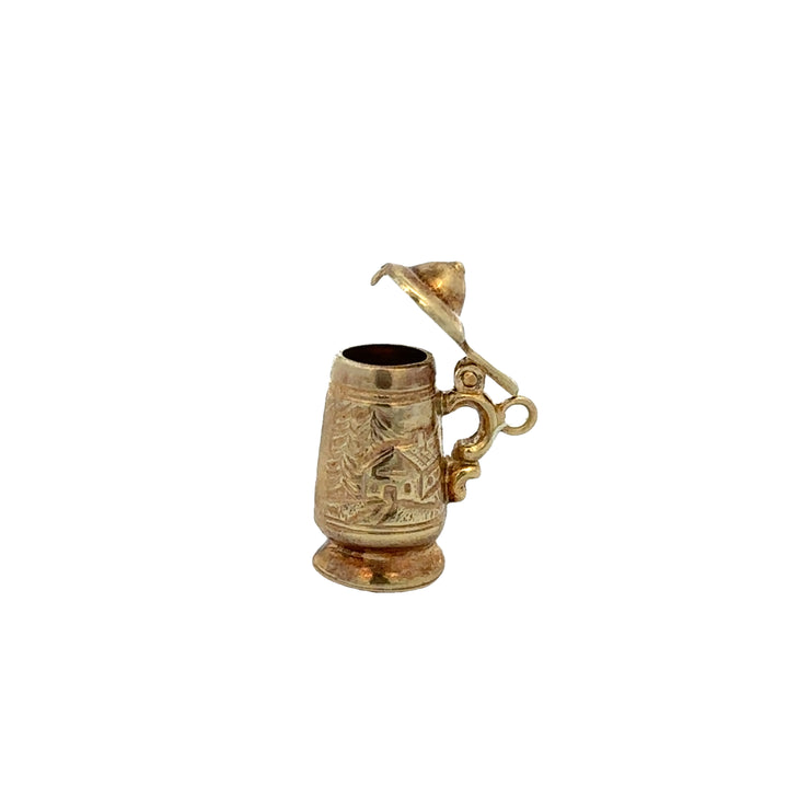 Vintage Beer Stein Charm in Yellow Gold