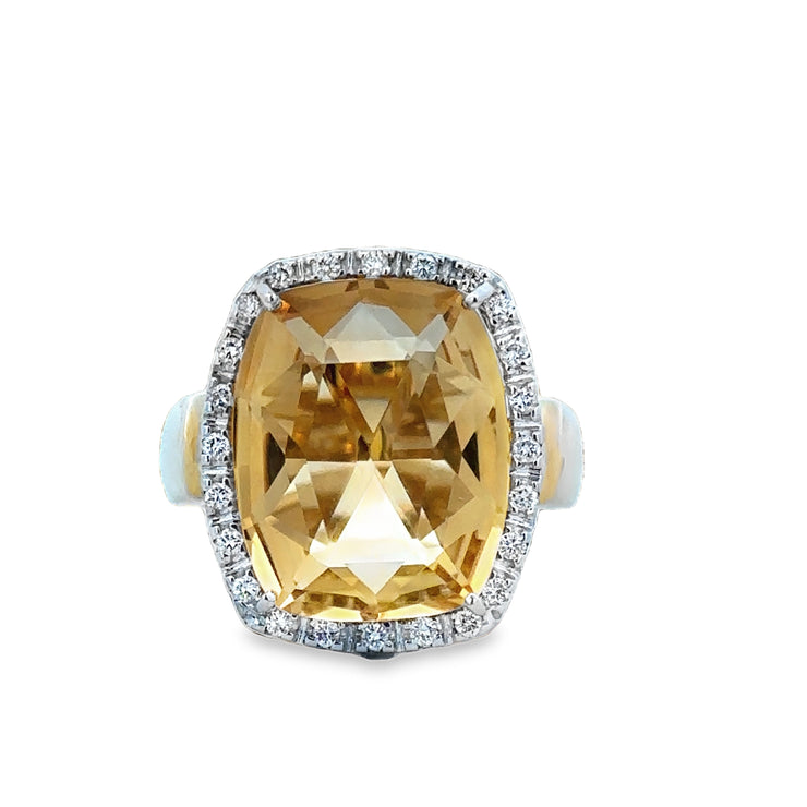 Statement Citrine and Diamond Ring in 18k Gold