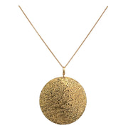 Large Textured Disc Pendant in Yellow Gold 24" Chain