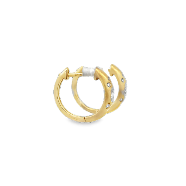 Chic Flush Set Diamond Hoops in Yellow Gold