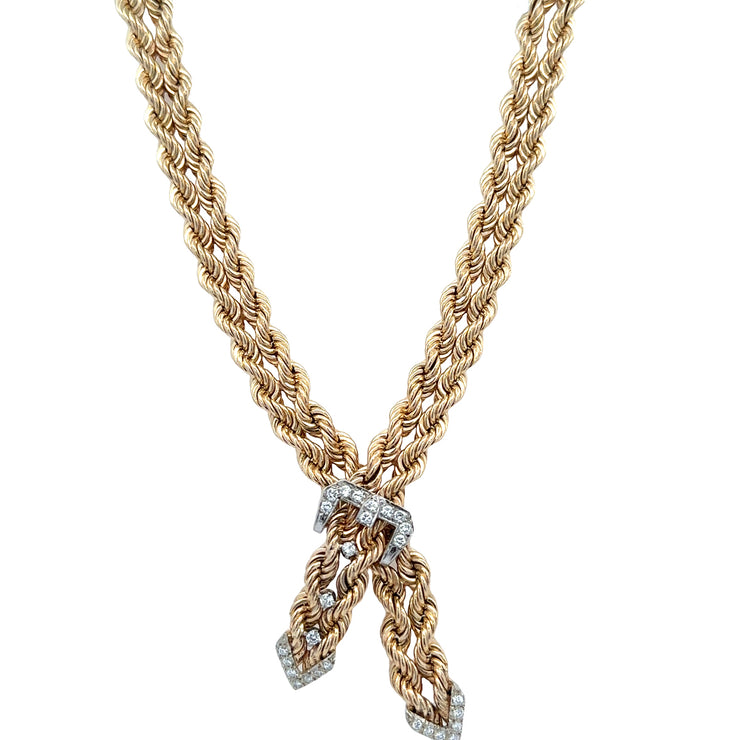 Vintage 1950s-60s Diamond Buckle Lariat Necklace