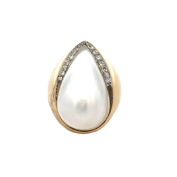 Mabe Pearl and Diamond Ring in Yellow Gold