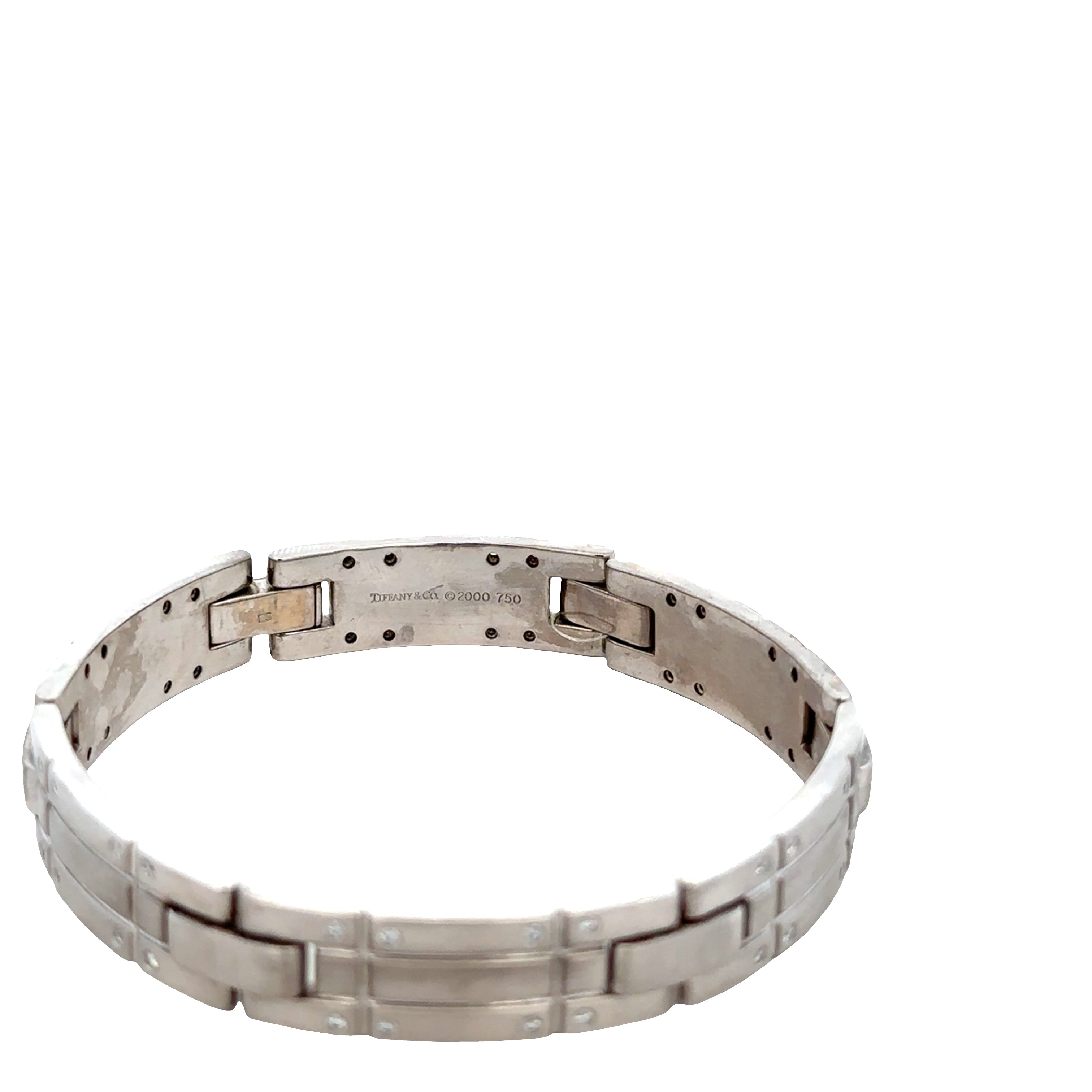 Estate Tiffany & Co. 18k White Gold Diamond Panel Link Bracelet