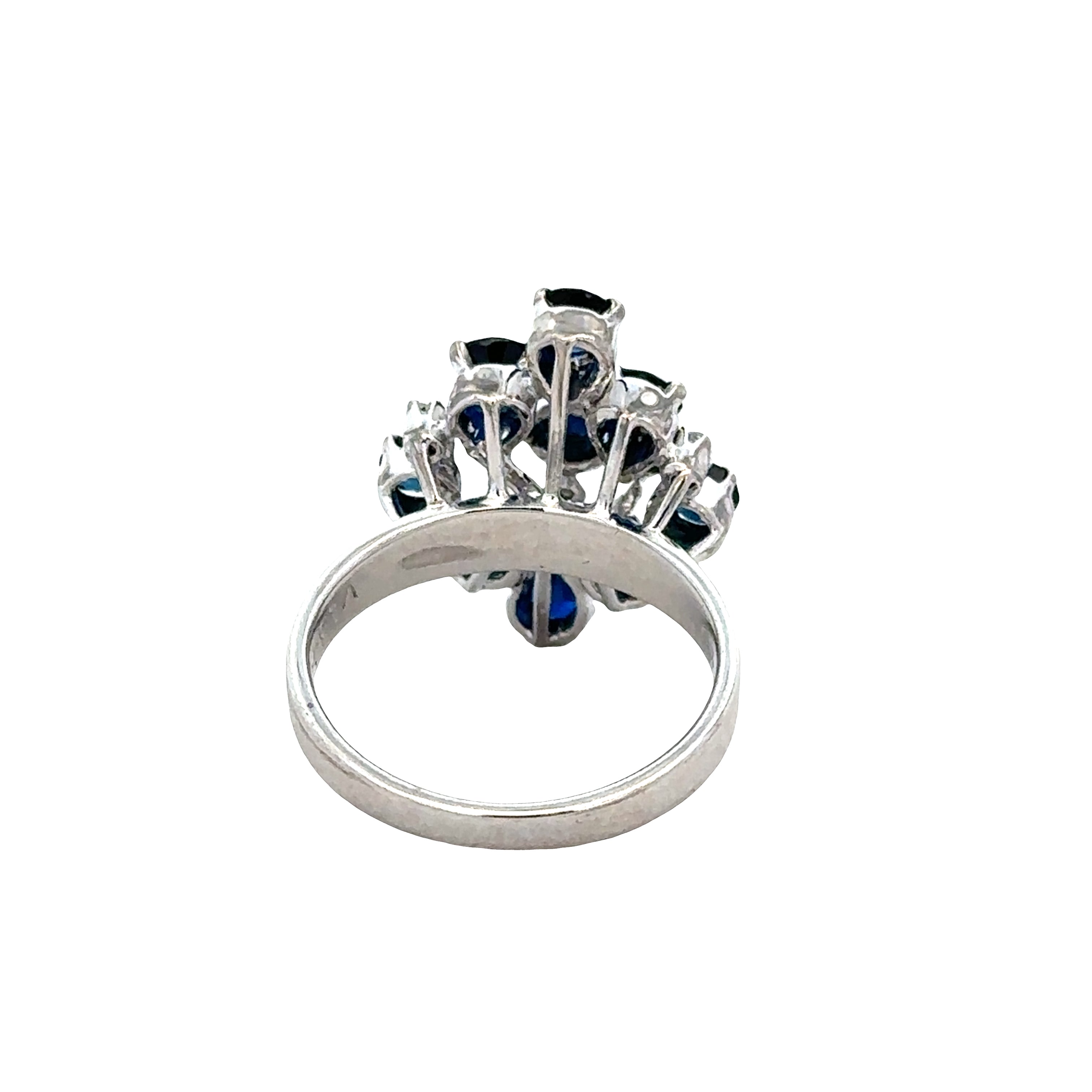 18k White Gold Sapphire & Diamond Cocktail Ring – Size 6