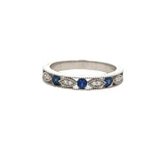 Openwork Sapphire and Diamond Band in White Gold