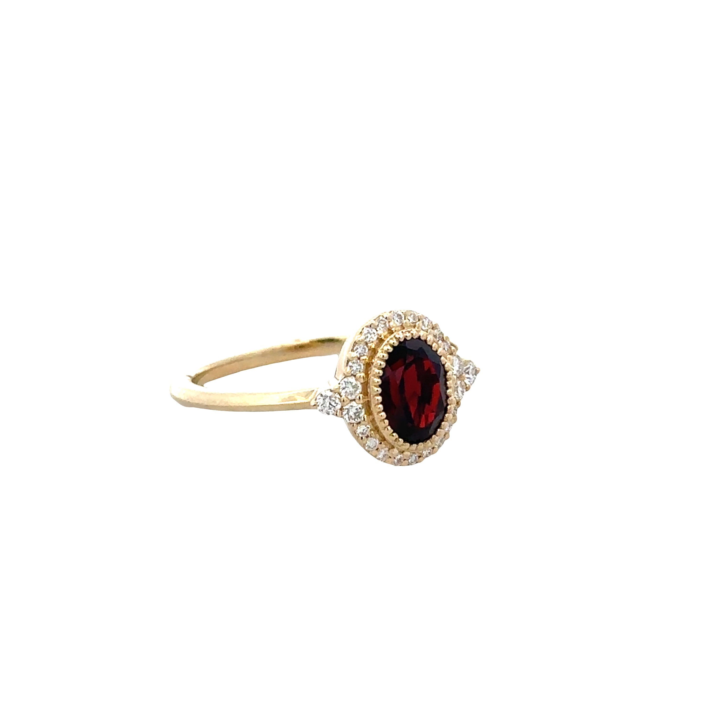 14k Yellow Gold Ruby and Diamond Bezel Set Ring