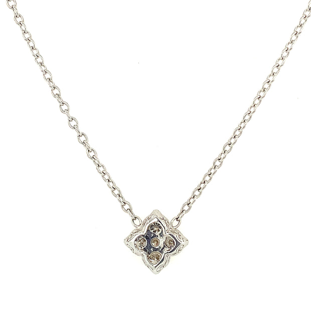 Quatrefoil Diamond Necklace in White Gold