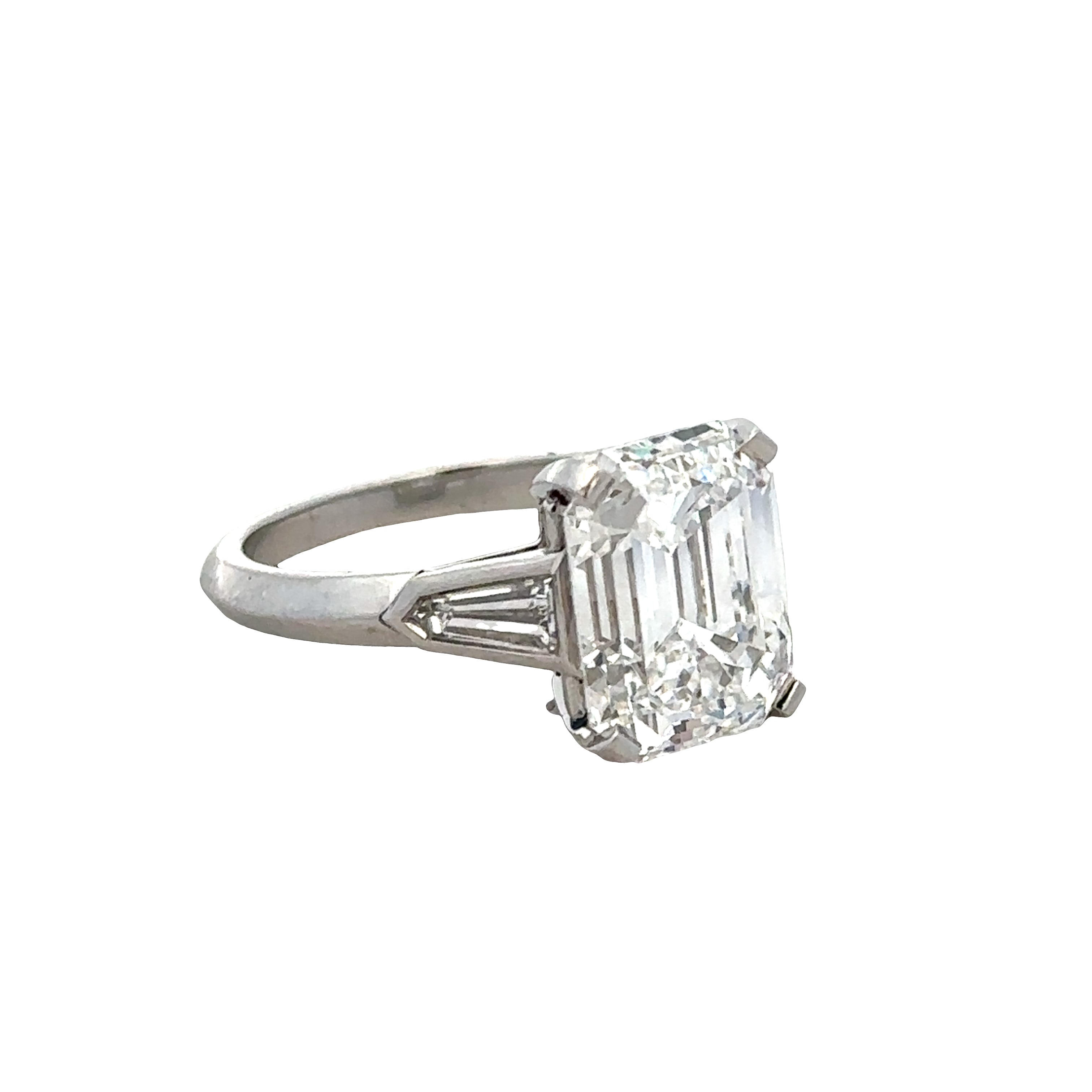 Platinum Emerald Cut Diamond Engagement Ring – Size 5.5