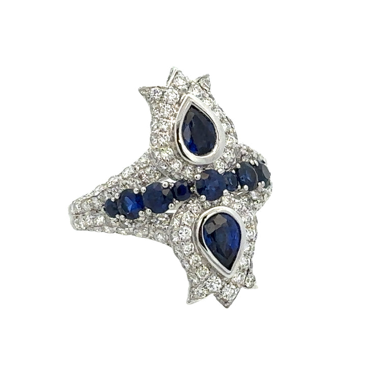 Sapphire and Diamond Cocktail Ring in White Gold