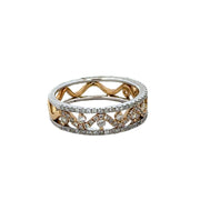 Openwork Diamond Band in White and Yellow Gold