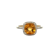 Citrine and Diamond Ring in Yellow Gold