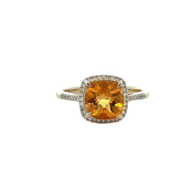 Citrine and Diamond Ring in Yellow Gold