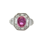 Standout Pink Sapphire and Diamond Ring in 18k White Gold