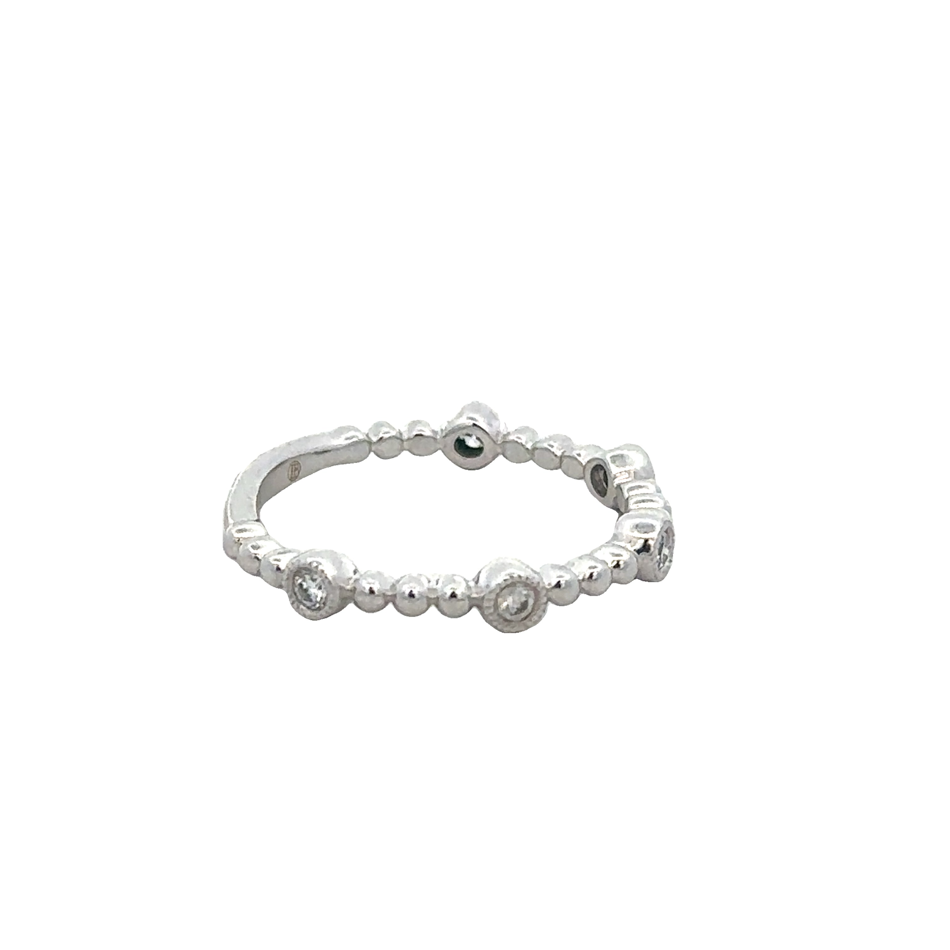 Beaded Diamond Band in White Gold