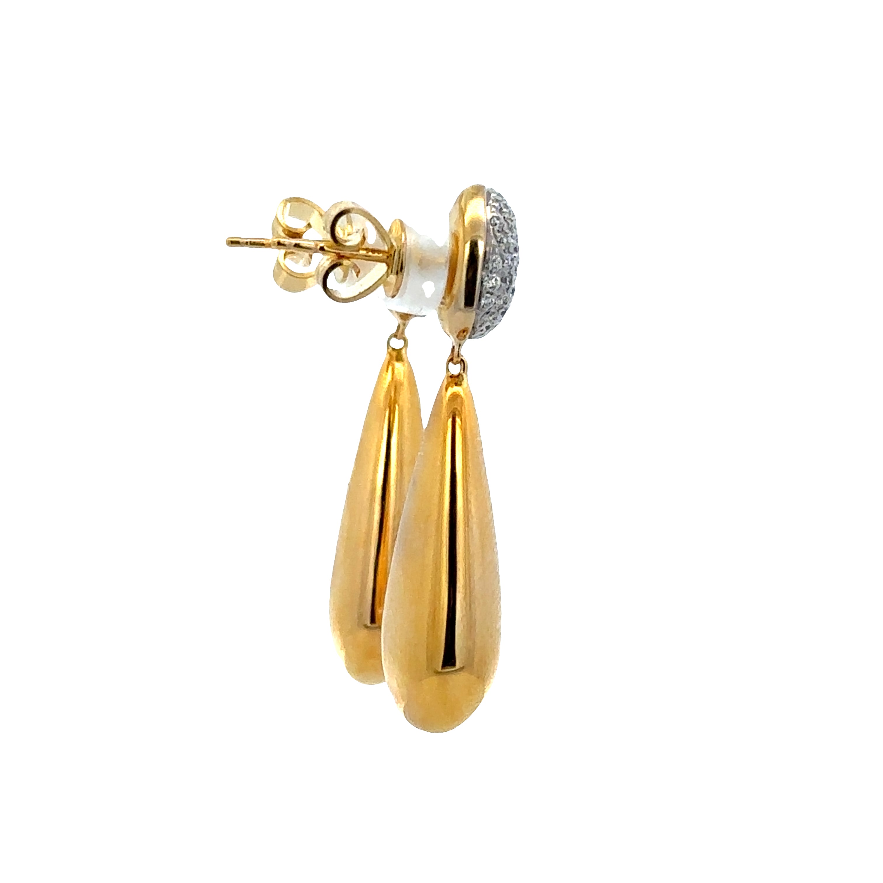 14k Yellow Gold Teardrop Diamond Earrings