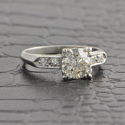 Vintage 1950s 1.34 Carat Old European Cut Diamond Engagement Ring