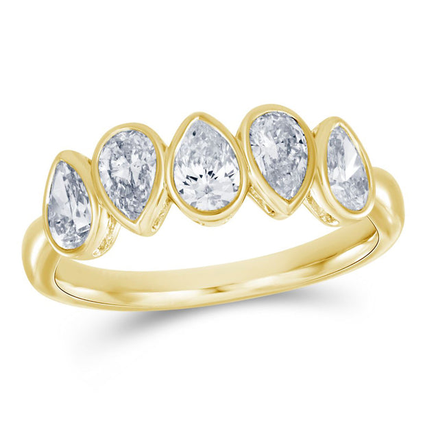 Pear Shape Diamond Band in Yellow Gold