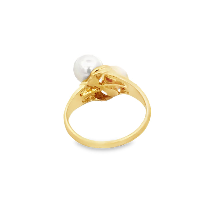 Mikimoto Akoya Cultured Pearl Bypass Ring in 18k Yellow Gold