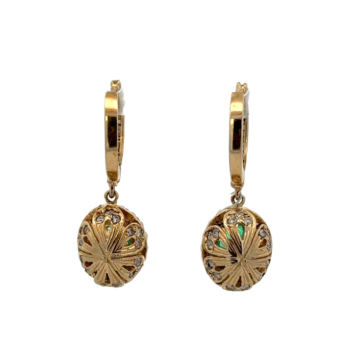 Emerald and Diamond Earrings in Yellow Gold