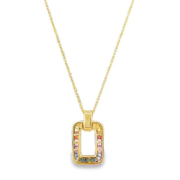 Multicolored Sapphire and Diamond Pendant in Yellow Gold