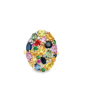 Multicolored Sapphire and Diamond Ring in Yellow Gold