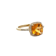 Citrine and Diamond Ring in Yellow Gold