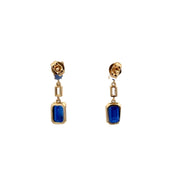Blue Sapphire Dangle Earrings in Yellow Gold