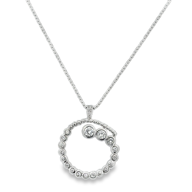 Diamond Spiral Pendant in White Gold