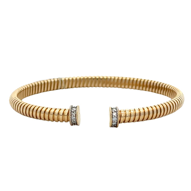 Flexible Diamond Accented Bangle Bracelet in Yellow Gold